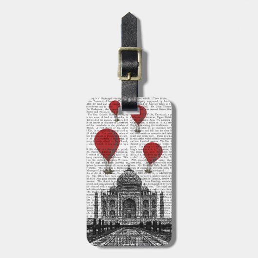 Taj Mahal en Red Hot Air-ballonnen Bagagelabel (Voorkant verticaal)