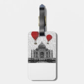 Taj Mahal en Red Hot Air-ballonnen Bagagelabel (Achterkant verticaal)