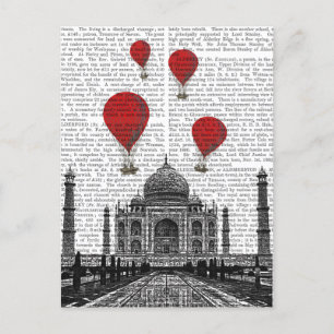 Taj Mahal en Red Hot Air-ballonnen Briefkaart