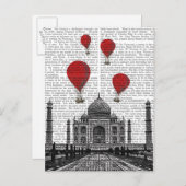 Taj Mahal en Red Hot Air-ballonnen Briefkaart (Voorkant / Achterkant)