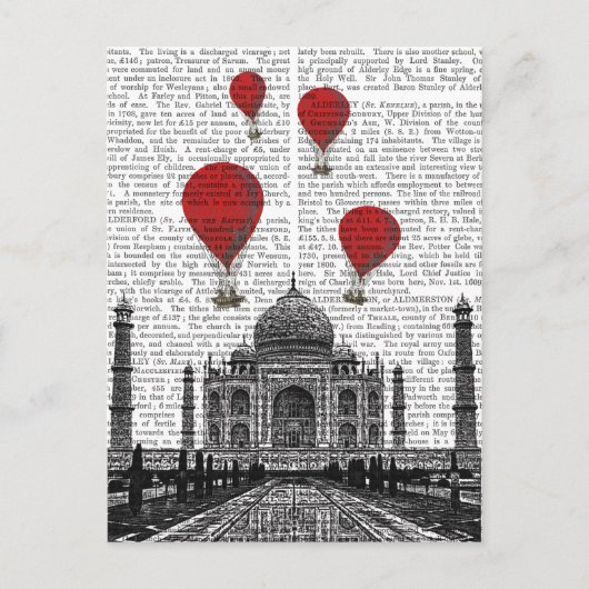 Taj Mahal en Red Hot Air-ballonnen Briefkaart (Voorkant)