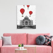 Taj Mahal en Red Hot Air-ballonnen Canvas Afdruk (Insitu (Woonkamer))