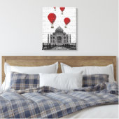 Taj Mahal en Red Hot Air-ballonnen Canvas Afdruk (Insitu (Slaapkamer))