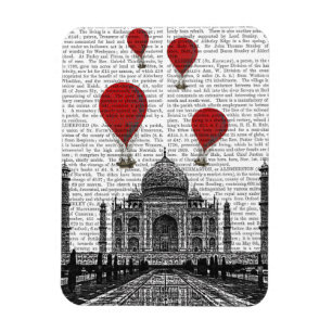 Taj Mahal en Red Hot Air-ballonnen Magneet
