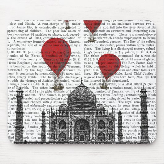 Taj Mahal en Red Hot Air-ballonnen Muismat (Voorkant)