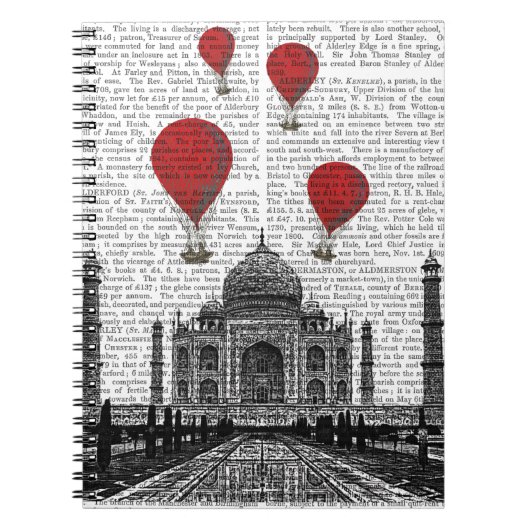Taj Mahal en Red Hot Air-ballonnen Notitieboek (Voorkant)