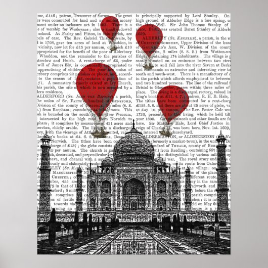 Taj Mahal en Red Hot Air-ballonnen Poster (Voorkant)