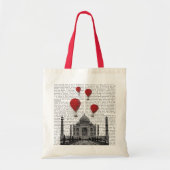 Taj Mahal en Red Hot Air-ballonnen Tote Bag (Voorkant)