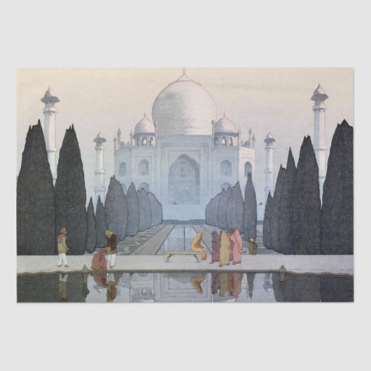 Taj Mahal, Hiroshi Yoshida, Woodcut Tissuepapier (Voorkant)