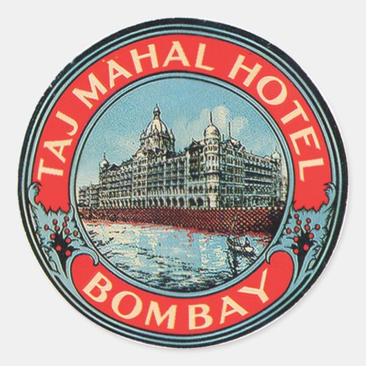 Taj Mahal Hotel Bombay Bagagelabel Ronde Sticker (Voorkant)
