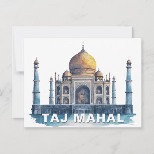 Taj Mahal India Aquarel Iconisch Monument Briefkaart