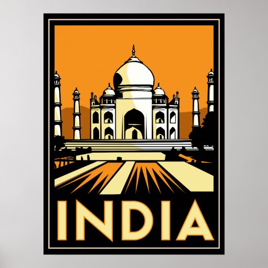 taj mahal india art deco retro poster (Voorkant)