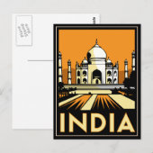 taj mahal india art deco retro poster briefkaart (Voorkant / Achterkant)