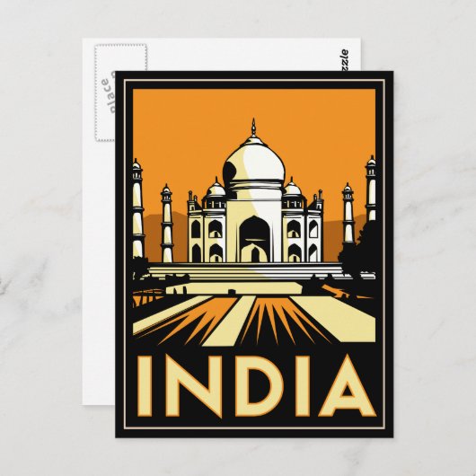 taj mahal india art deco retro poster briefkaart (Voorkant / Achterkant)