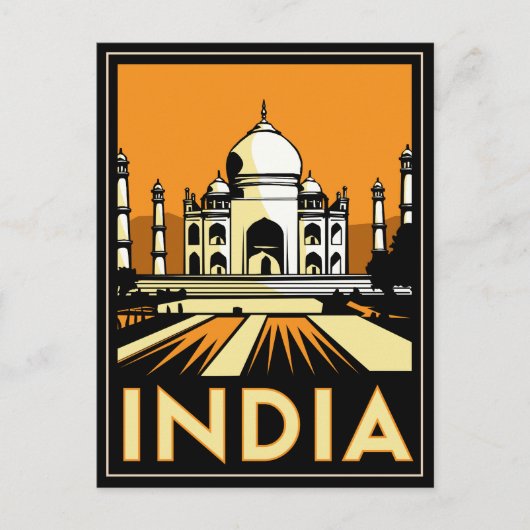 taj mahal india art deco retro poster briefkaart (Voorkant)