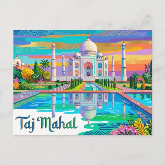 Taj Mahal India Briefkaart (Voorkant)