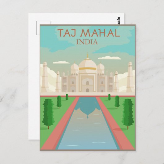 Taj Mahal, India Briefkaart (Voorkant / Achterkant)