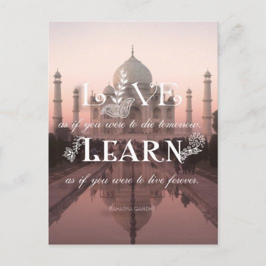 Taj Mahal India Live Leer Gandhi - Briefkaart (Voorkant)