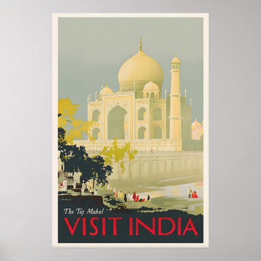 Taj Mahal India Oude Reisposter Aangepaste Kunst Poster (Voorkant)