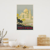 Taj Mahal India Oude Reisposter Aangepaste Kunst Poster (Keuken)