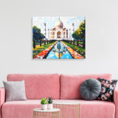 Taj Mahal India Premium Canvas Muurkunst Afdruk (Insitu (Woonkamer))