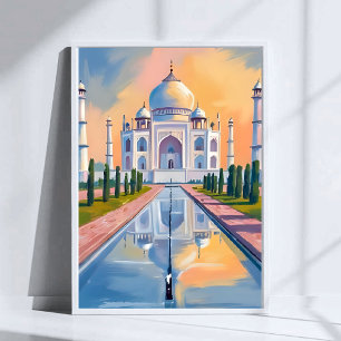 Taj Mahal India Reis Schilderij Poster