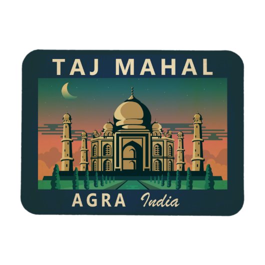 Taj Mahal India Reizen Kunst Vintage Magneet (Horizontaal)