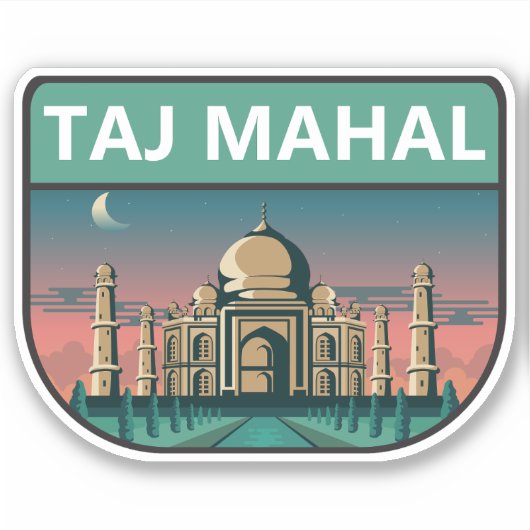 Taj Mahal India Reizen Kunst Vintage Sticker (Voorkant)