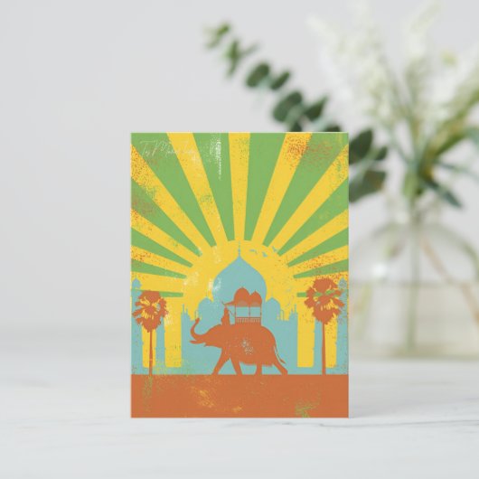  Taj Mahal, India Reizen waterverf retro Briefkaart (Staand voorkant)