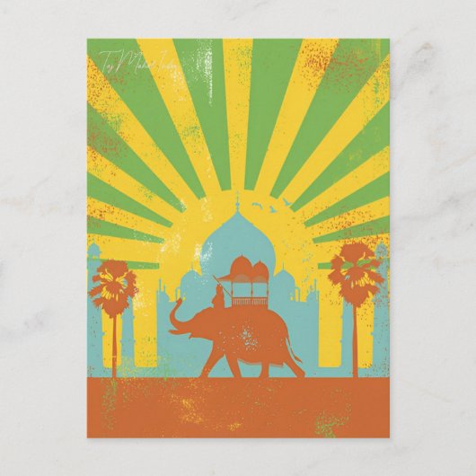  Taj Mahal, India Reizen waterverf retro Briefkaart (Voorkant)