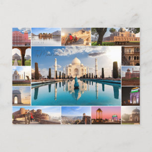 Taj Mahal, India Reizen waterverf retro Briefkaart