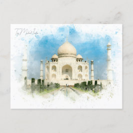 Taj Mahal, India Reizen waterverf retro Briefkaart