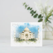 Taj Mahal, India Reizen waterverf retro Briefkaart (Staand voorkant)