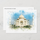 Taj Mahal, India Reizen waterverf retro Briefkaart (Voorkant / Achterkant)