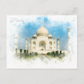  Taj Mahal, India Reizen waterverf retro Briefkaart (Voorkant)