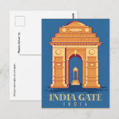  Taj Mahal, India Reizen waterverf retro Briefkaart (Voorkant / Achterkant)