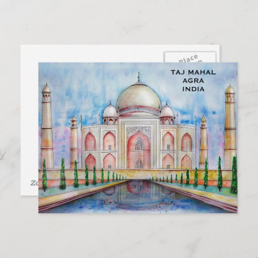 Taj Mahal India Toerisme Reizen Toevoegen aan Ver Briefkaart (Voorkant / Achterkant)