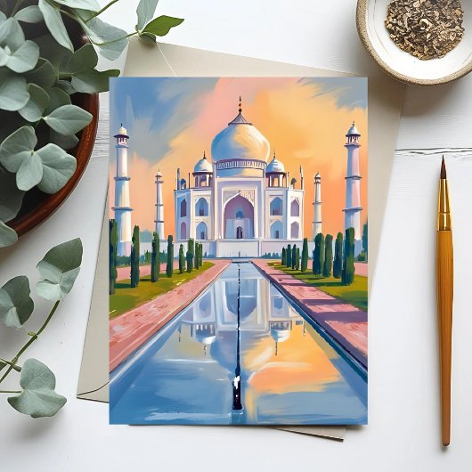 Taj Mahal India Travel Painting Briefkaart