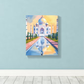 Taj Mahal India Travel Painting Canvas Afdruk (Insitu (Houten vloer))