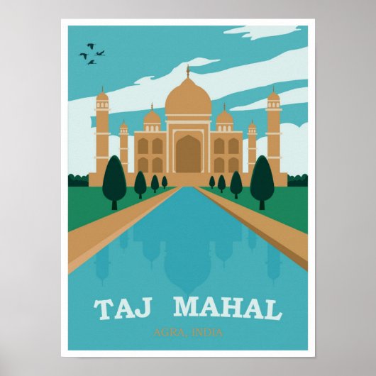 Taj Mahal India Vintage Travel Poster (Voorkant)