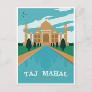 Taj Mahal India Vintage Travel Poster Briefkaart