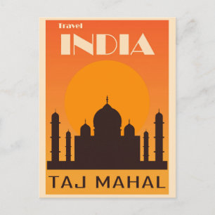 Taj Mahal India Vintage Travel Poster Briefkaart