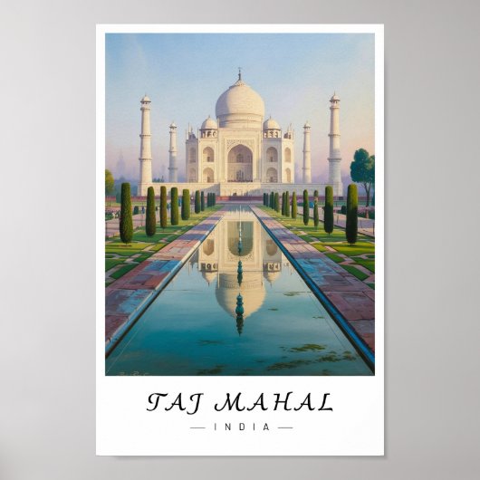 Taj Mahal India Wall Art, Agra Landmark Poster (Voorkant)