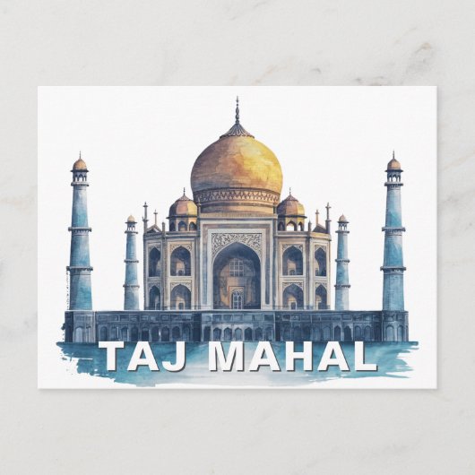 Taj Mahal India Watercolor Iconic Monument Briefkaart (Voorkant)