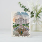Taj Mahal India Waterverf Art Briefkaart (Staand voorkant)
