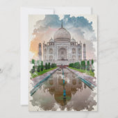 Taj Mahal India Waterverf Art Kaart (Voorkant)