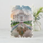 Taj Mahal India Waterverf Art Kaart (Staand voorkant)