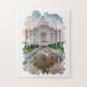 Taj Mahal India Waterverf Art Legpuzzel