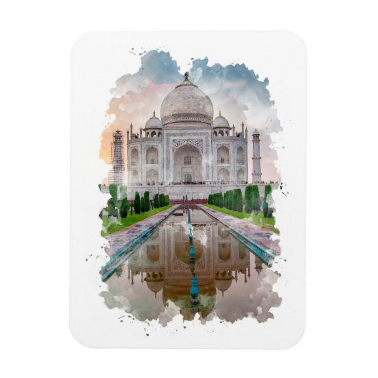 Taj Mahal India Waterverf Art Magneet (Verticaal)