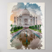 Taj Mahal India Waterverf Art Poster (Voorkant)